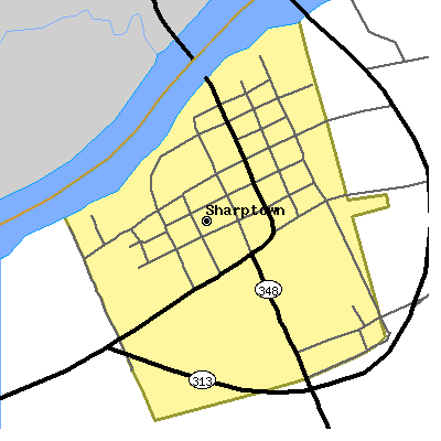 Zip code 21861 close-up map