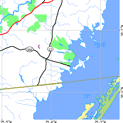 Zip code 21864 close-up map