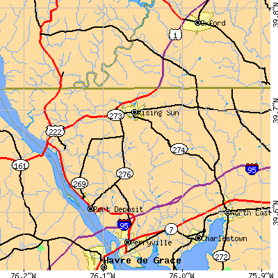 Zip code 21911 close-up map