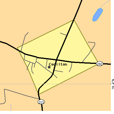 Zip code 21913 close-up map