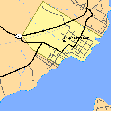Zip code 21914 close-up map