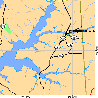 Zip code 21915 close-up map