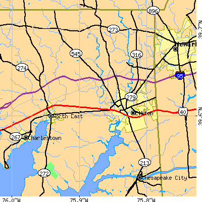 Zip code 21921 close-up map
