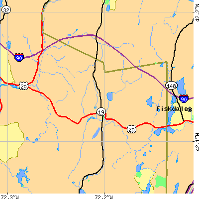 Zip code 01010 close-up map