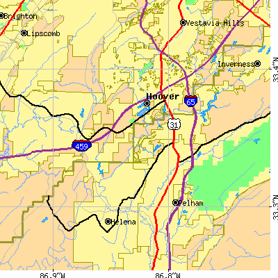 Zip code 35244 close-up map