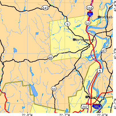 Zip code 01027 close-up map