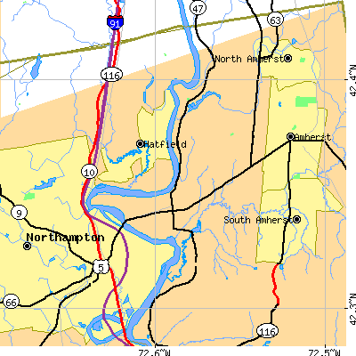 Zip code 01035 close-up map