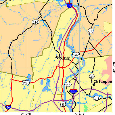 Zip code 01040 close-up map