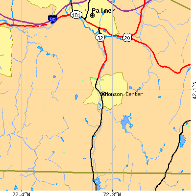 Zip code 01057 close-up map