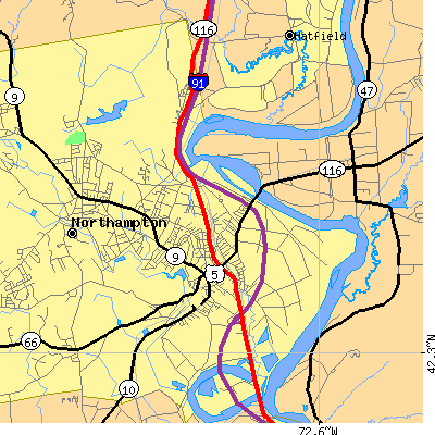 Zip code 01060 close-up map