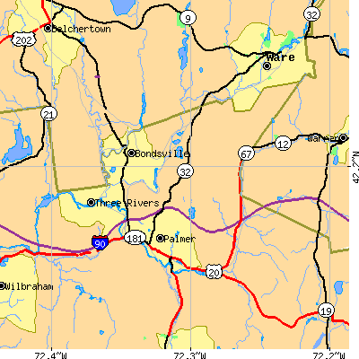Zip code 01069 close-up map