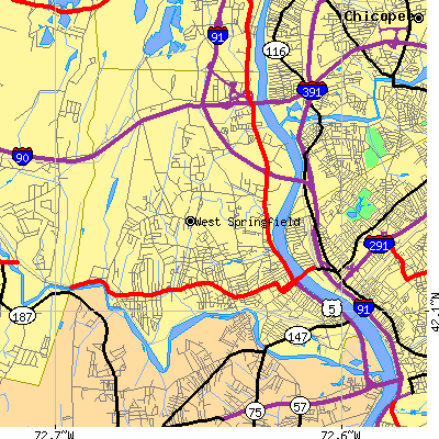 Zip code 01089 close-up map