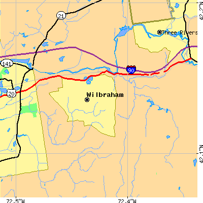 Zip code 01095 close-up map