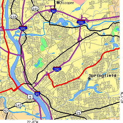 Zip code 01104 close-up map