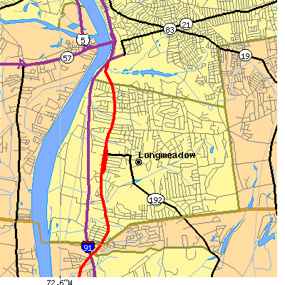 Zip code 01106 close-up map