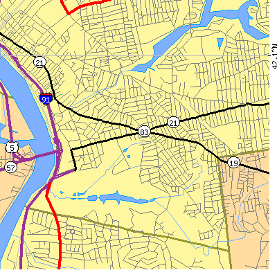 Zip code 01108 close-up map