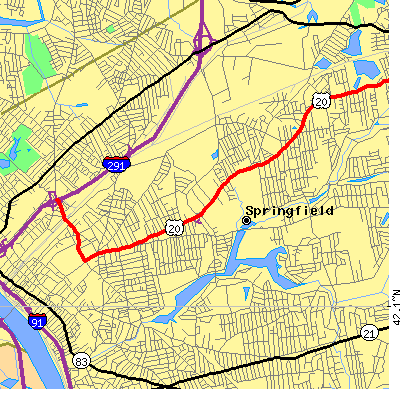 Zip code 01109 close-up map