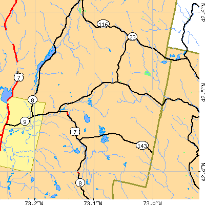 Zip code 01226 close-up map