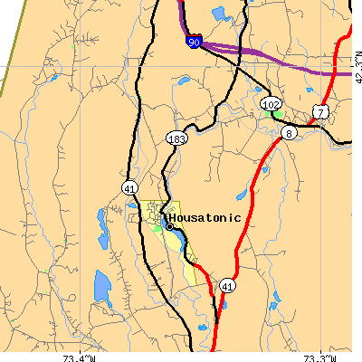Zip code 01236 close-up map