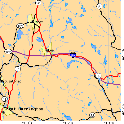 Zip code 01238 close-up map