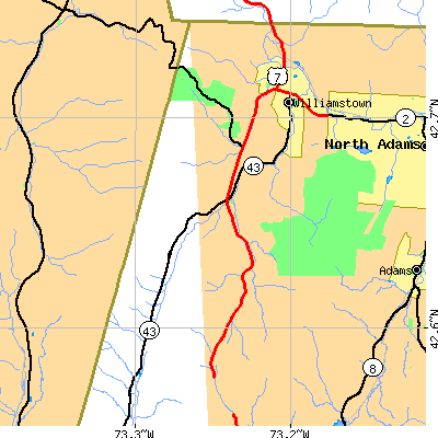 Zip code 01267 close-up map