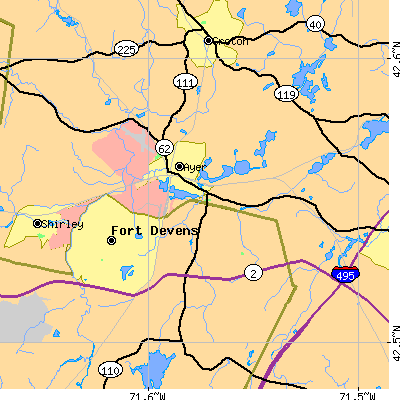 Zip code 01432 close-up map