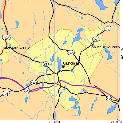 Zip code 01440 close-up map