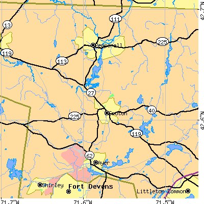 Zip code 01450 close-up map