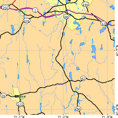 Zip code 01452 close-up map