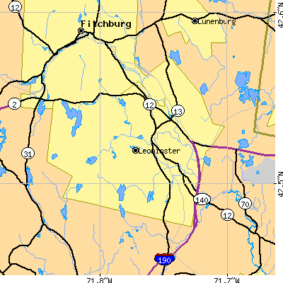 Zip code 01453 close-up map
