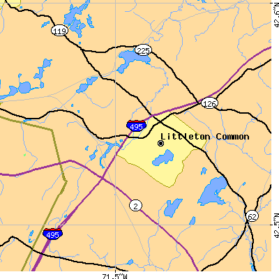Zip code 01460 close-up map