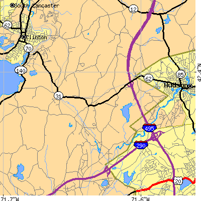 Zip code 01503 close-up map