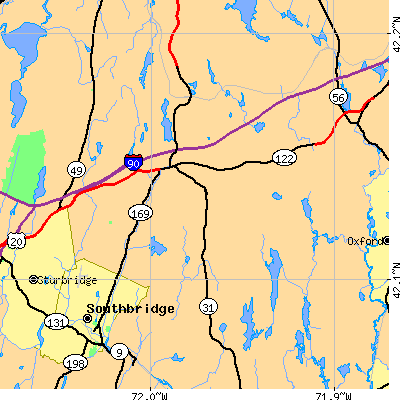 Zip code 01507 close-up map