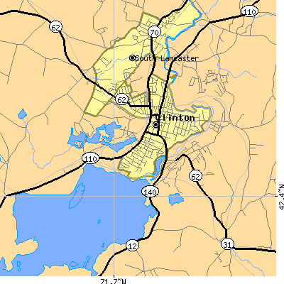 Zip code 01510 close-up map