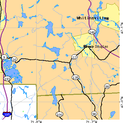 Zip code 01516 close-up map