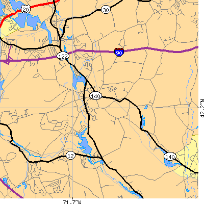 Zip code 01519 close-up map