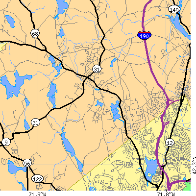 Zip code 01520 close-up map