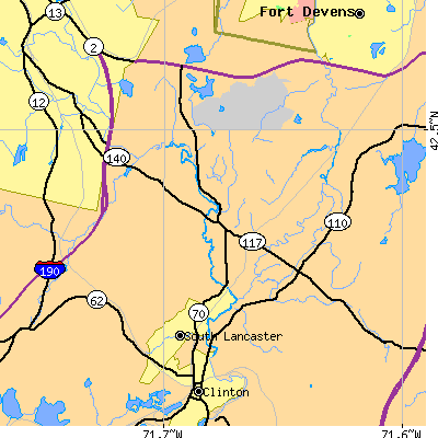 Zip code 01523 close-up map