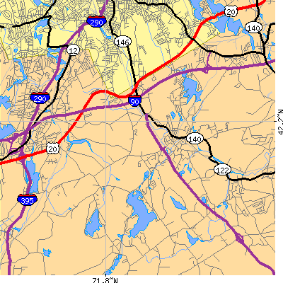 Zip code 01527 close-up map