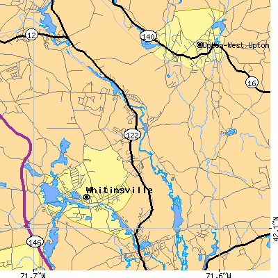 Zip code 01534 close-up map