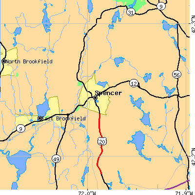 Zip code 01562 close-up map
