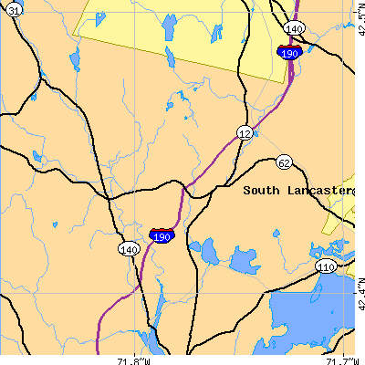 Zip code 01564 close-up map