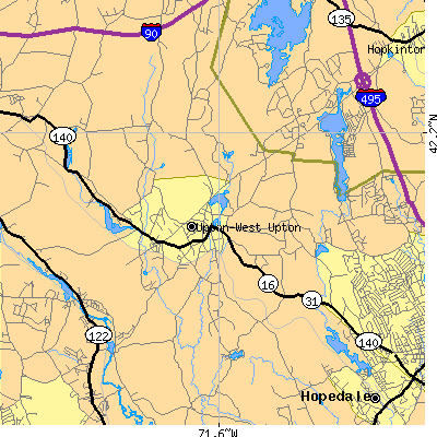 Zip code 01568 close-up map