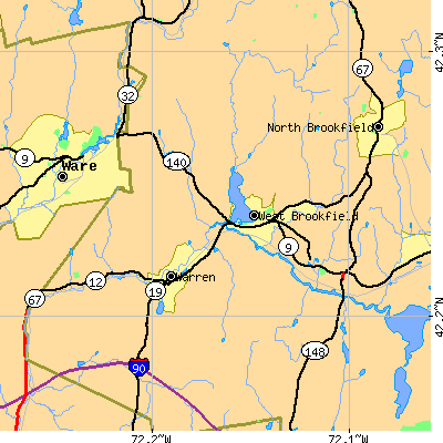 Zip code 01585 close-up map