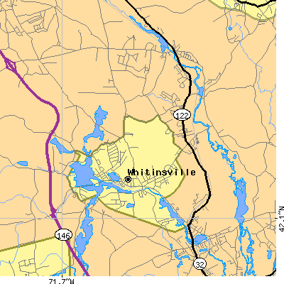 Zip code 01588 close-up map