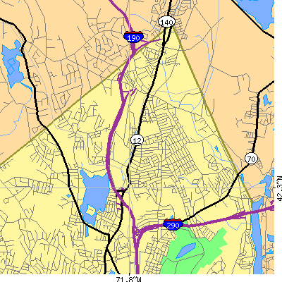 Zip code 01606 close-up map