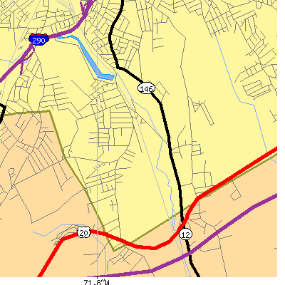 Zip code 01607 close-up map