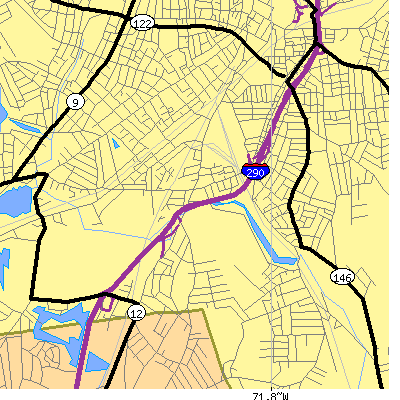 Zip code 01610 close-up map