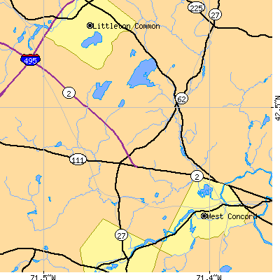 Zip code 01720 close-up map