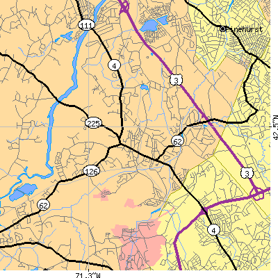 Zip code 01730 close-up map